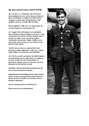A preview of a PDF biography for Davies, John Harold